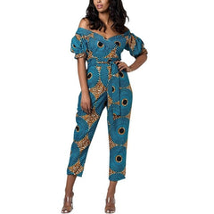 TrendyNelly™ Off-Shoulder V Neck Jumpsuit Ankara