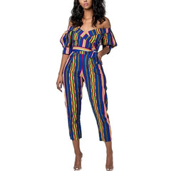 TrendyNelly™ Off-Shoulder V Neck Jumpsuit Ankara