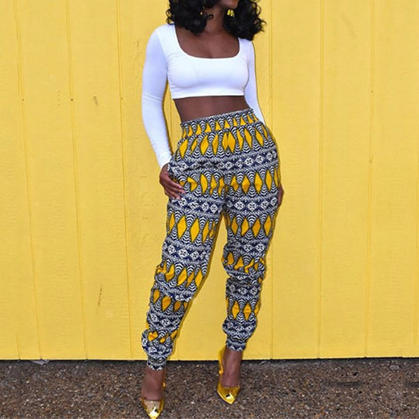 TrendyNelly™ Dashiki Print Trousers Elastic Waist