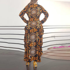 TrendyNelly™ Ethnic Printed Long Sleeve Ruffles