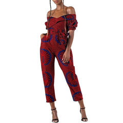 TrendyNelly™ Off-Shoulder V Neck Jumpsuit Ankara