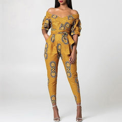 TrendyNelly™ Off-Shoulder V Neck Jumpsuit Ankara