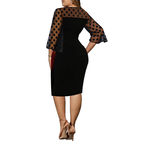 TrendyNelly™ Polka Dot Floral Printed Plus Size Dress