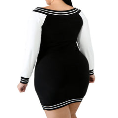 TrendyNelly™ Bodycon Deep V Zipper Plus Size Dress