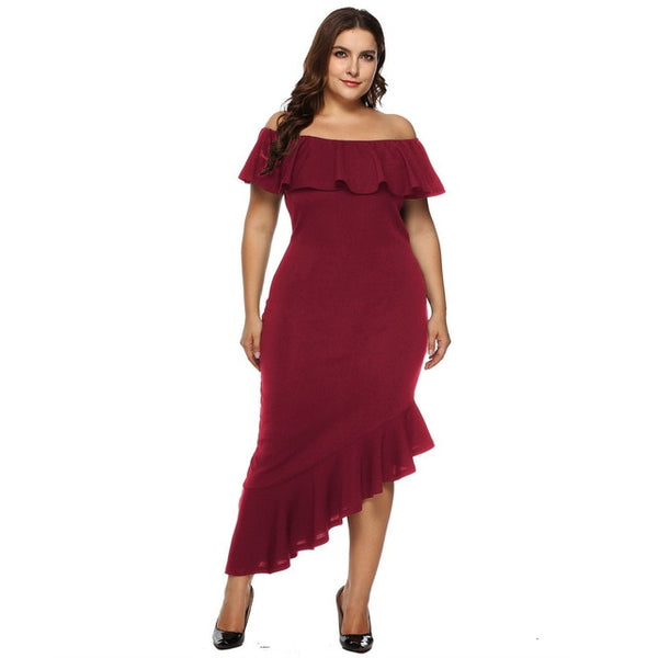 TrendyNelly™ Off Shoulder Trumpet Dress