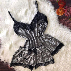 TrendyNelly™ Velvet Bow Nightwear