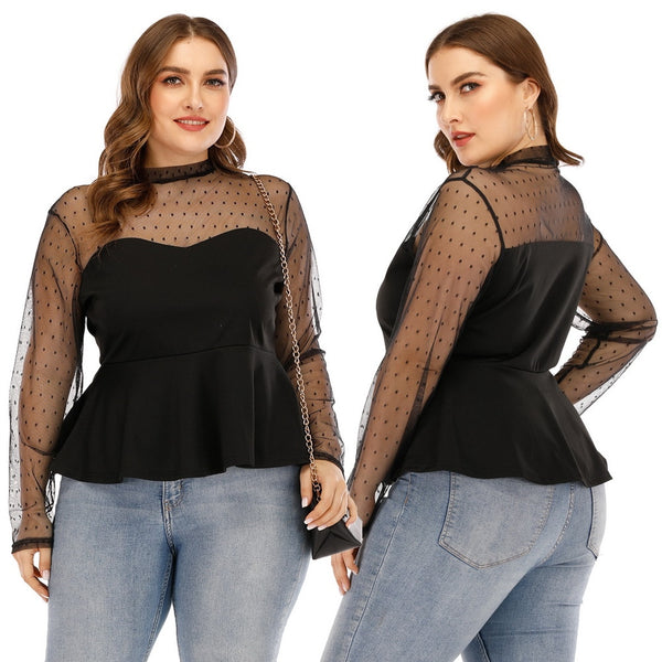 FinallyTrendy™ Blouse Polka Dot Shirt Plus Size