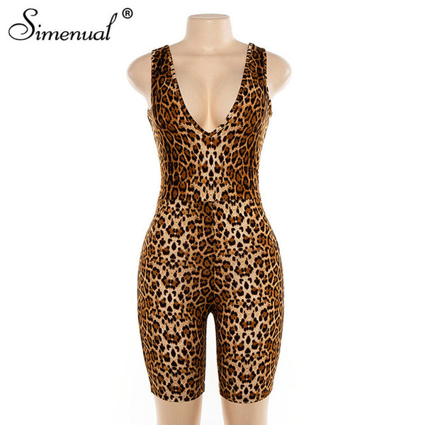 TrendyNelly™ Leopard V Neck Playsuits