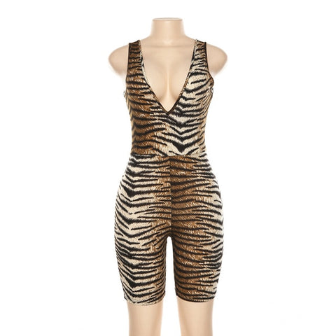 TrendyNelly™ Leopard V Neck Playsuits