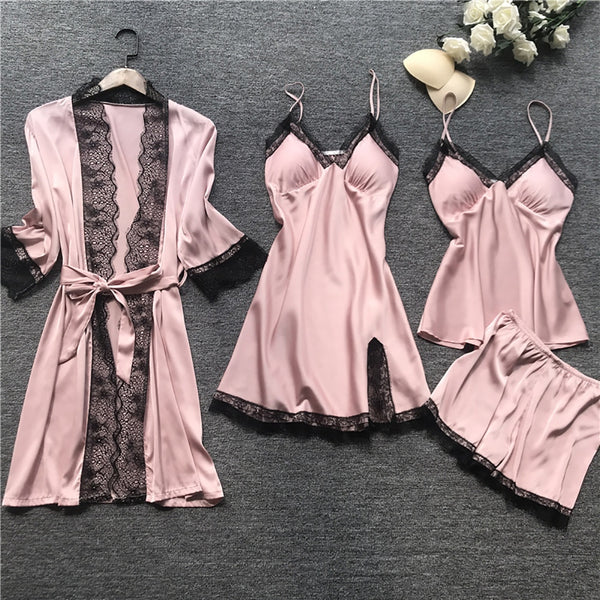 TrendyNelly™ Silk Pajama Sets 4 Pcs