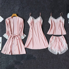 TrendyNelly™ Silk Pajama Sets 4 Pcs