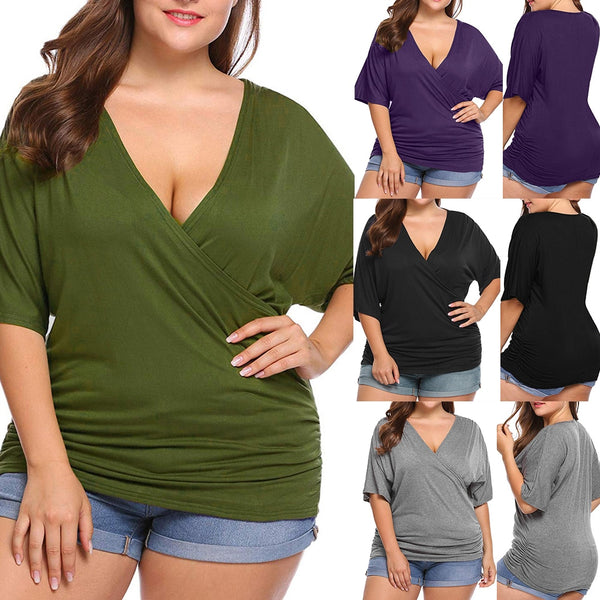 FinallyTrendy™ Plus Size Solid Color V-Neck Tee