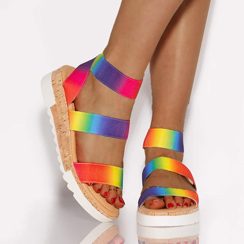 TrendyNelly™ Rainbow Printed Sandals