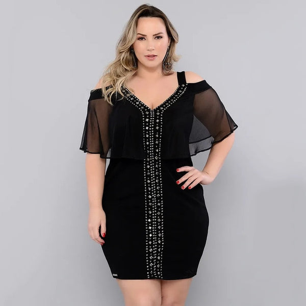 TrendyNelly™ Summer Dress Lace V-Neck Plus Size