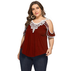 TrendyNelly™ Striped Floral Printed Plus Size Tee