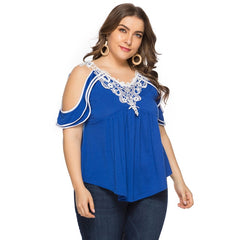 TrendyNelly™ Striped Floral Printed Plus Size Tee