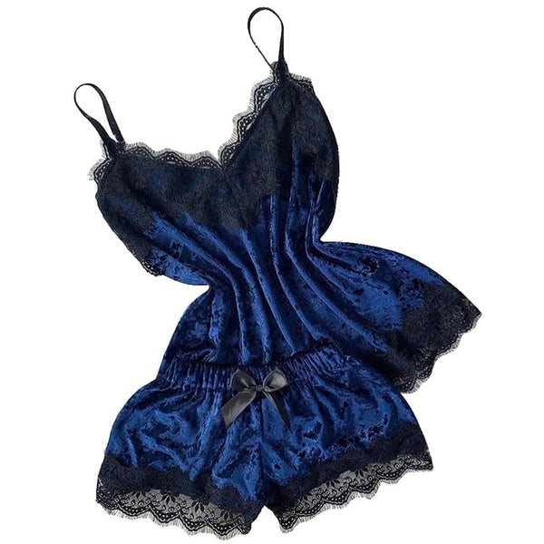 TrendyNelly™ Velvet Bow Nightwear