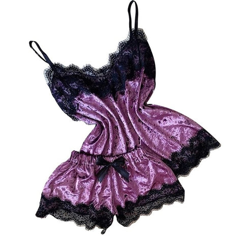 TrendyNelly™ Velvet Bow Nightwear