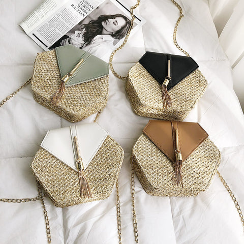 TrendyNelly™ Hexagon Rattan Handmade Bag