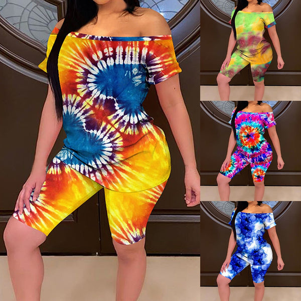 FinallyTrendy™ Printed Tie Dye Tight Shorts Casual Suit