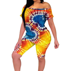 FinallyTrendy™ Printed Tie Dye Tight Shorts Casual Suit