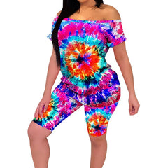 FinallyTrendy™ Printed Tie Dye Tight Shorts Casual Suit