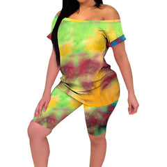 FinallyTrendy™ Printed Tie Dye Tight Shorts Casual Suit