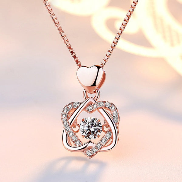 TrendyNelly™ Double Heart Flower Pendant Necklace