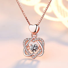 TrendyNelly™ Double Heart Flower Pendant Necklace