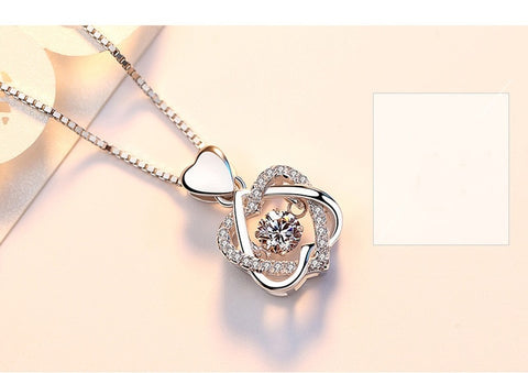 TrendyNelly™ Double Heart Flower Pendant Necklace