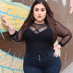 FinallyTrendy™ Plus Size Mesh See Through Top