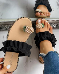 TrendyNelly™ Pineapple Pearl Flat Toe Slipper