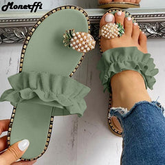 TrendyNelly™ Pineapple Pearl Flat Toe Slipper