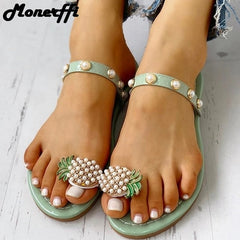 TrendyNelly™ Pineapple Pearl Flat Toe Slipper