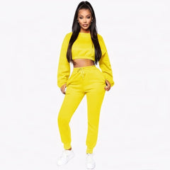 TrendyNelly™ O-neck Crop Top Tracksuit